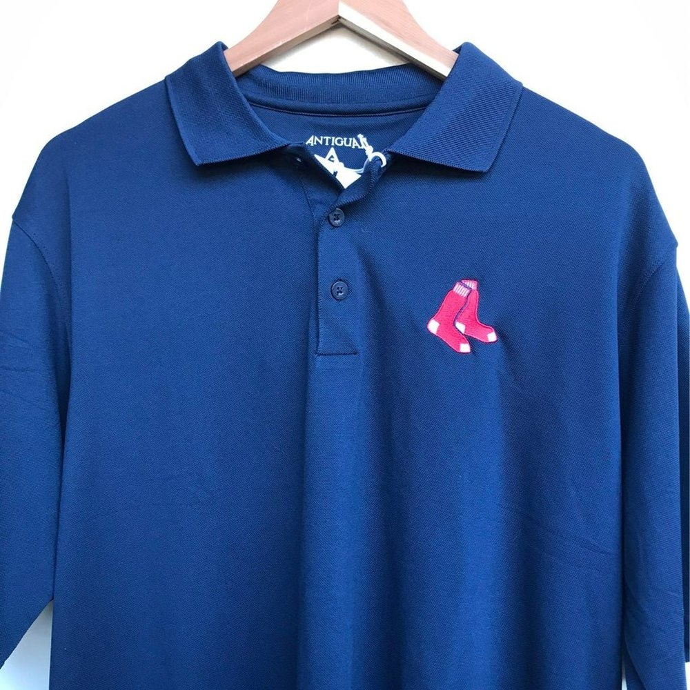 MLB Boston Red Sox Embroidered Navy Lite Weight Polo Shirt Size Large